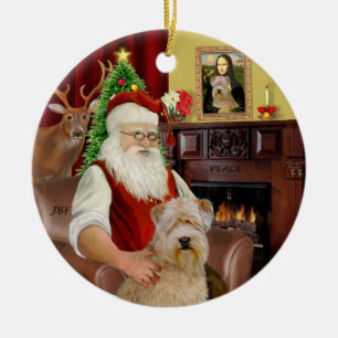 Santa-Wheaten Terrier Julgransprydnad Keramik