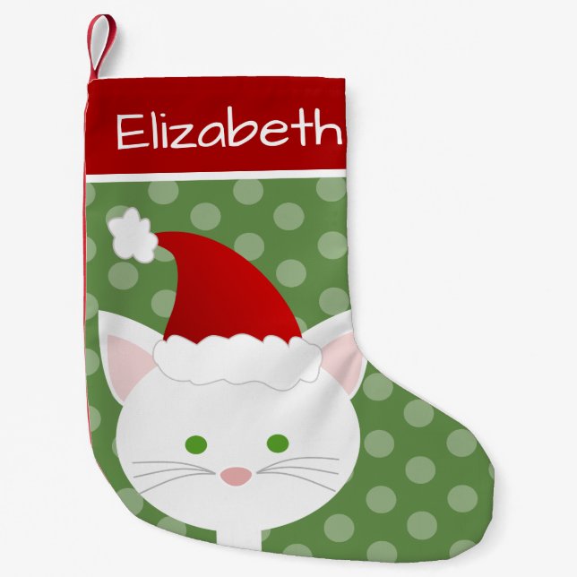 Santa White Kattunge Liten Julstrumpa (Framsidan)