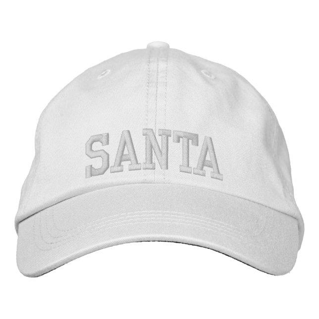 SANTA White On White Athletic Chic Font Broderad Keps (Framsida)