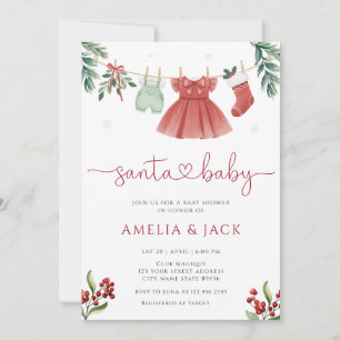 Santa Winter-julets Helgdag Baby Shower Inbjudningar