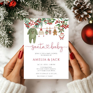 Santa Winter-julets Helgdag Baby Shower Inbjudningar