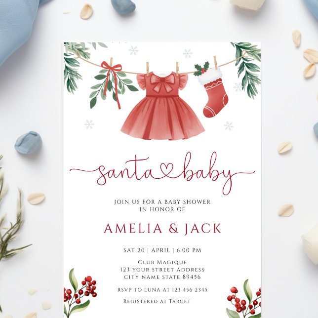 Santa Winter-julets Helgdag Baby Shower Inbjudningar (Skapare uppladdad)