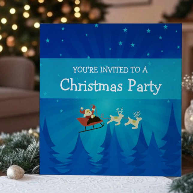 Santa Winter Scene-julen Party Inbjudan (Santa Winter Scene Christmas Party Invite)