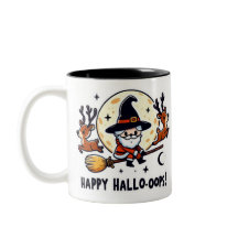 Santa Witch Broom Ride Mugg – Halloween-Julen