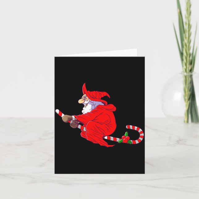 Santa Witch Candy Cane Christmas Santa Hat Funny C Kort (Framsida)