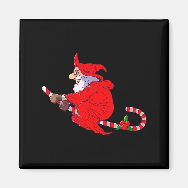 Santa Witch Candy Cane Christmas Santa Hat Funny C Magnet (Framsidan)