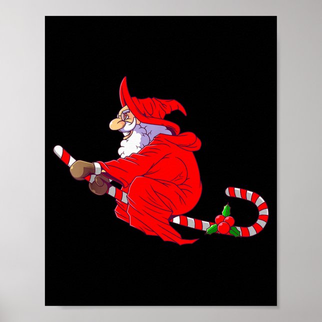 Santa Witch Candy Cane Christmas Santa Hat Funny C Poster (Framsidan)