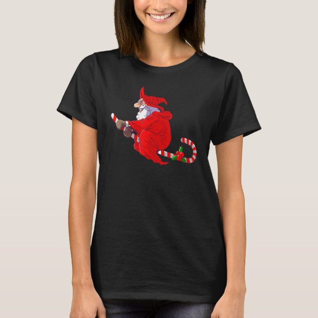 Santa Witch Candy cane jultomten Santa Hat T Shirt (Framsida)