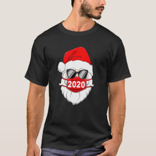 Santa With Ansikte Mask jul 2020-familjen Pajamas T Shirt