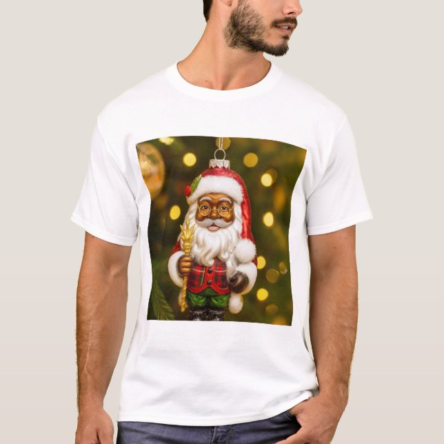 Santa with Cookie Holiday Joy T Shirt (Framsida)