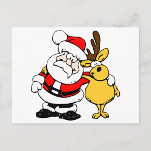 Santa With Hjort Helg Vykort