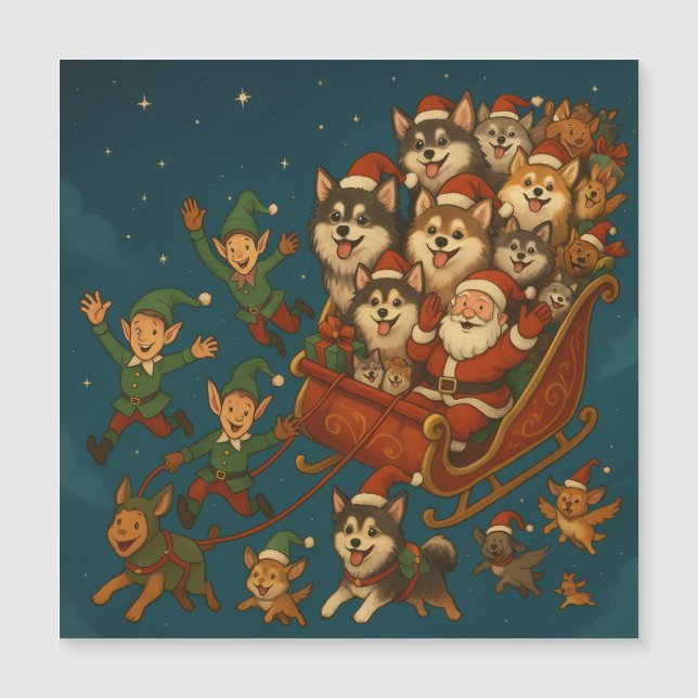 Santa with joyous pups and elves! (Framsida)