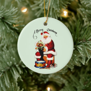 Santa With Leksak God jul Julgransprydnad Keramik
