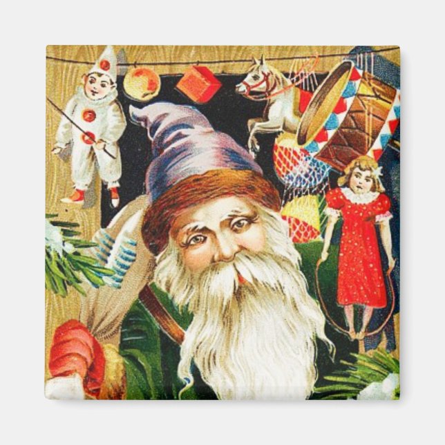 Santa With Leksaker Vintage Magnet (Framsidan)