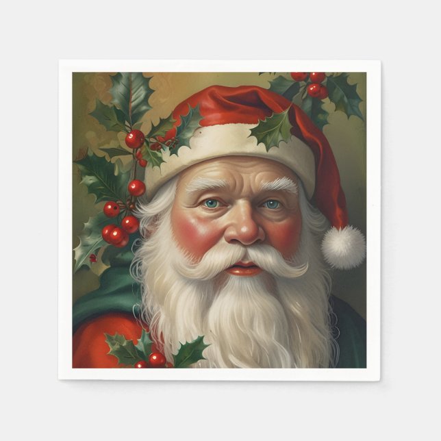 Santa With Mistletoe Pappersservett (Framsidan)