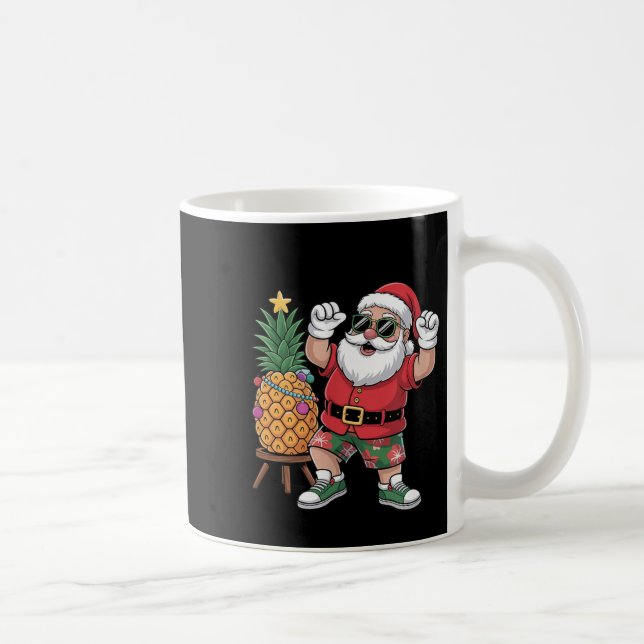 Santa With Pineapple Christmas Tree In Summer Time Kaffemugg (Höger)