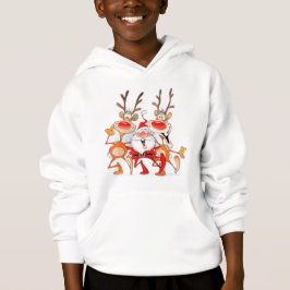 Santa with Reindeer Kid's Hoodie T Shirt
