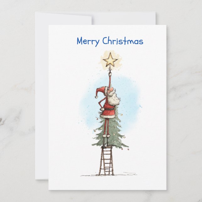 Santa with Star Julkort (Framsida)