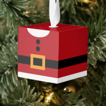 Santa Wooden Cube Christmas Ornament