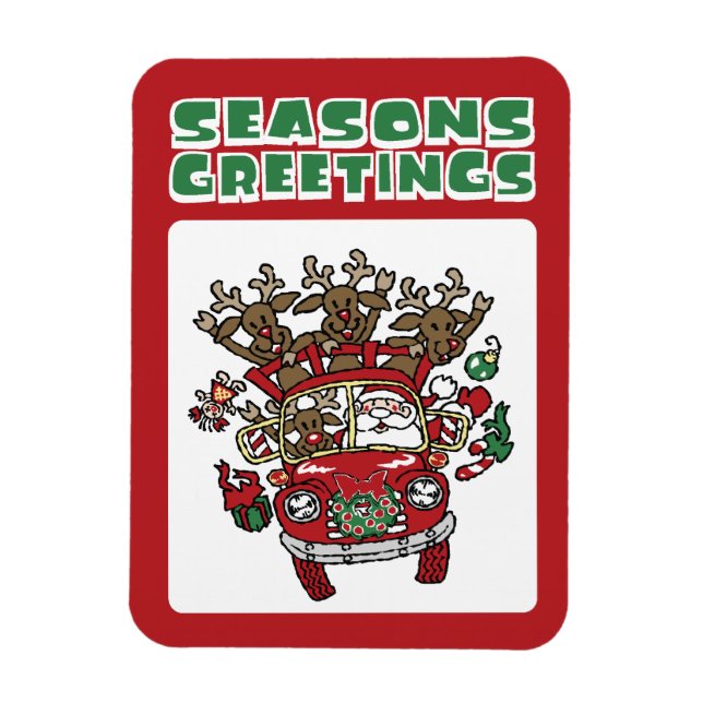 Santa Woody och hans renar Juldag Tecknad Magnet (Vertikal)