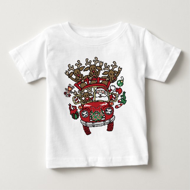 Santa Woody och hans renar Juldag Tecknad T-shirt (Framsida)
