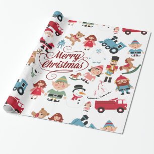 Santa Workshop Leksak Elves Jul Wrapping Papper Presentpapper