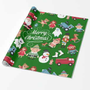 Santa Workshop Leksaker Elves Jul Wrapping Papper Presentpapper