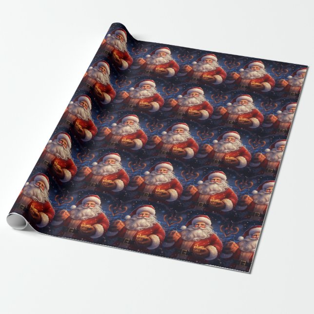 Santa Wrapping Papper Presentpapper (Utrullad)