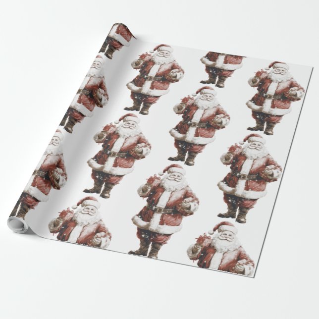 Santa Wrapping Papper Presentpapper (Utrullad)