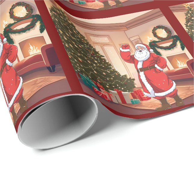 Santa Wrapping Papper Presentpapper (Rullad Hörn)