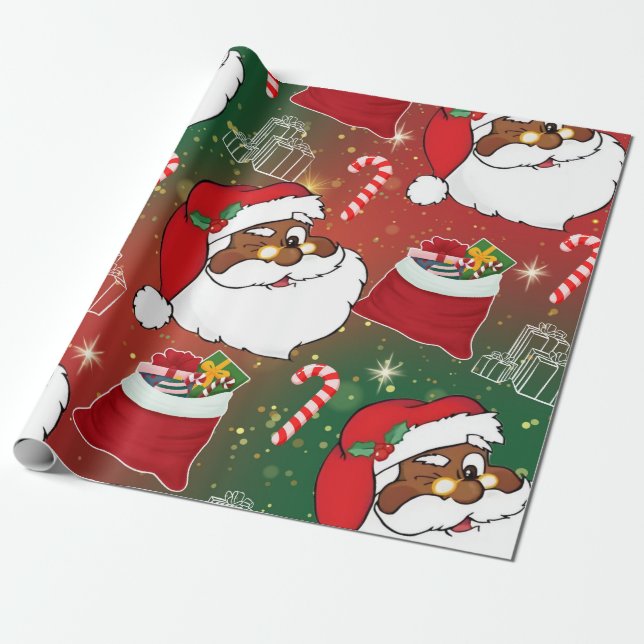 Santa Wrapping Papper Presentpapper (Utrullad)