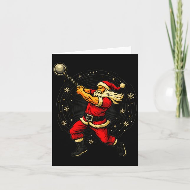 Santa Wrecking Ball Christmas Gym Fitness Humor  Kort (Framsida)