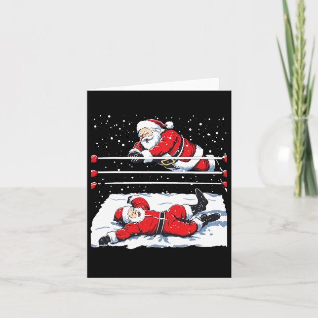 Santa Wrestling Älskare Wrestler jul Julafton Paja Kort (Framsida)