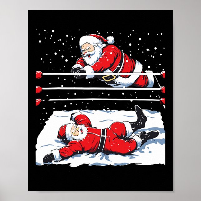 Santa Wrestling Älskare Wrestler jul Julafton Paja Poster (Framsidan)