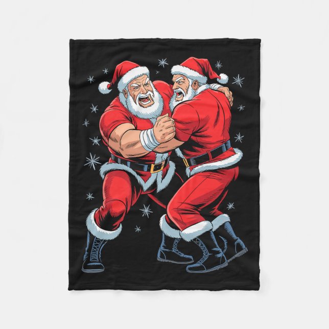 Santa Wrestling Lover Funny Wrestler Xmas Christma Fleecefilt (Framsidan)