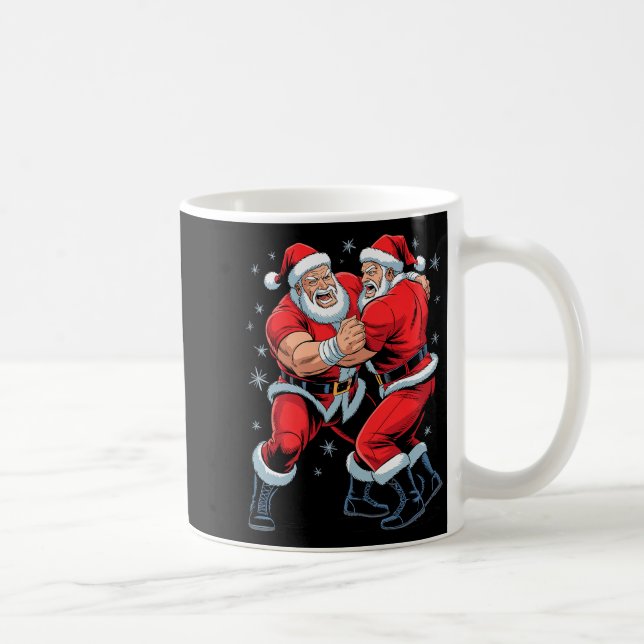 Santa Wrestling Lover Funny Wrestler Xmas Christma Kaffemugg (Höger)