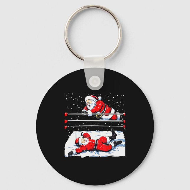 Santa Wrestling Lover Wrestler Christmas Xmas Paja Nyckelring (Framsida)