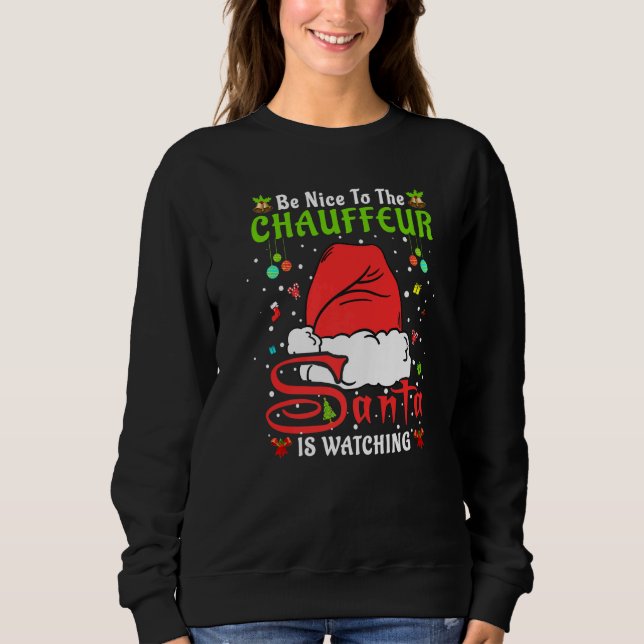 Santa Xmas Pajamas Be Nice To The Chauffeur Christ T Shirt (Framsida)