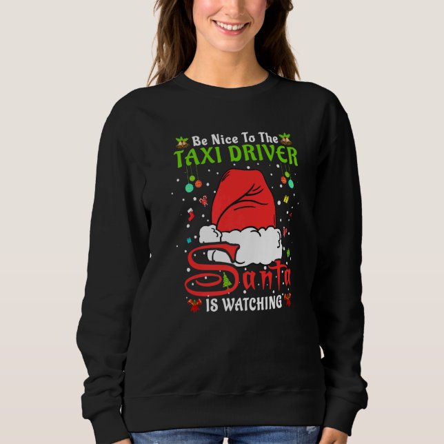 Santa Xmas Pajamas Be Nice To The Taxi Driver Chri T Shirt (Framsida)