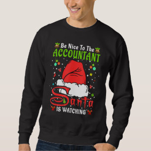 Santa Xmas Pyjamas Var Snäll Mot Redovisaren Chris Lång Ärmad Tröja