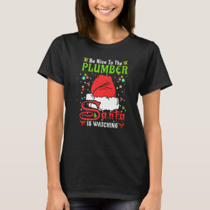 Santa Xmas Pyjamas Var Snäll Mot Rörmokaren Jul T Shirt