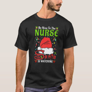 Santa Xmas Pyjamas Var Snäll Mot Sjuksköterskan Ju T Shirt
