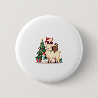 Santa Xmas Rolig Lama Sengångare Jul (2) Knapp