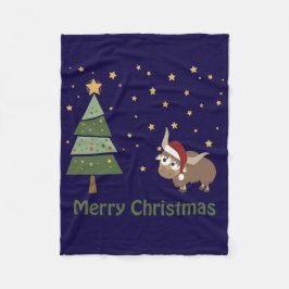 Santa Yak på julnatten Fleecefilt