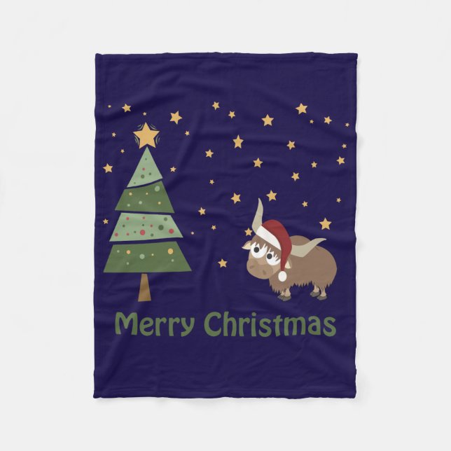 Santa Yak på julnatten Fleecefilt (Framsidan)