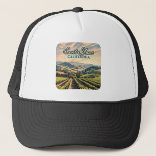 Santa Ynez California Vineyard Winery Retro Keps