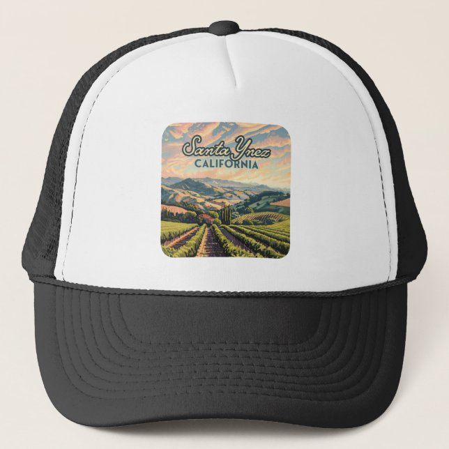 Santa Ynez California Vineyard Winery Retro Keps (Framsida)