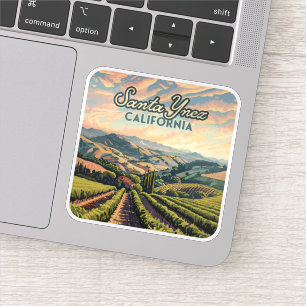 Santa Ynez California Vineyard Winery Retro Klistermärken