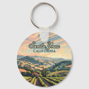Santa Ynez California Vineyard Winery Retro Nyckelring