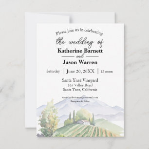 Santa Ynez Vineyard Vin Land Watercolor Inbjudningar